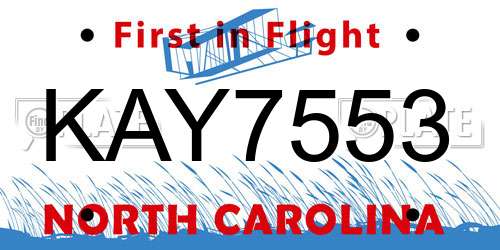 KAY7553 North Carolina License Plate