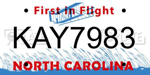 KAY7983 North Carolina License Plate