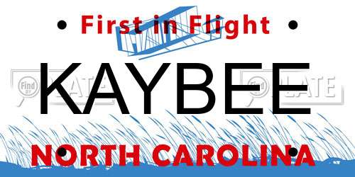 KAYBEE North Carolina License Plate