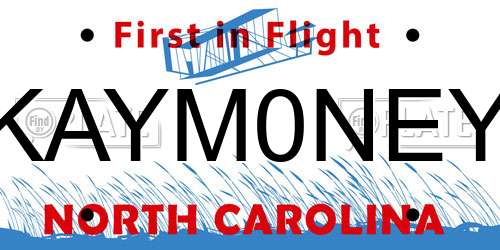 KAYM0NEY North Carolina License Plate