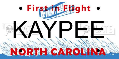 KAYPEE North Carolina License Plate