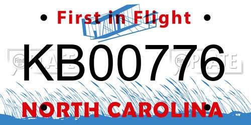 KB00776 North Carolina License Plate