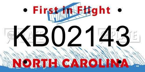KB02143 North Carolina License Plate