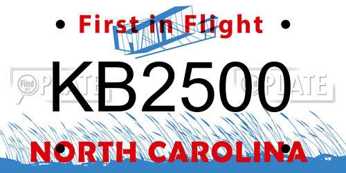 KB2500 North Carolina License Plate