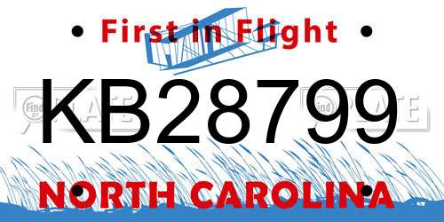 KB28799 North Carolina License Plate