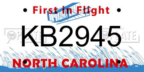KB2945 North Carolina License Plate