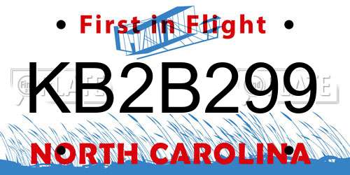 KB2B299 North Carolina License Plate