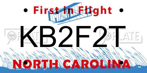 KB2F2T North Carolina License Plate