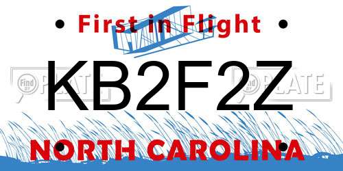 KB2F2Z North Carolina License Plate