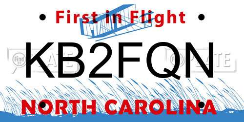 KB2FQN North Carolina License Plate