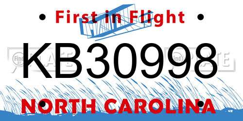 KB30998 North Carolina License Plate