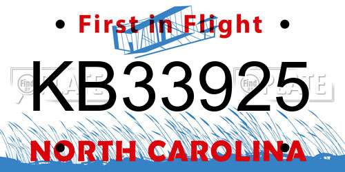 KB33925 North Carolina License Plate