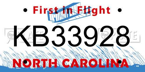 KB33928 North Carolina License Plate