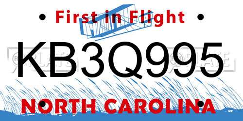 KB3Q995 North Carolina License Plate
