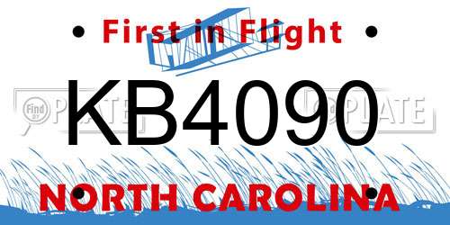 KB4090 North Carolina License Plate