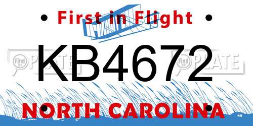 KB4672 North Carolina License Plate
