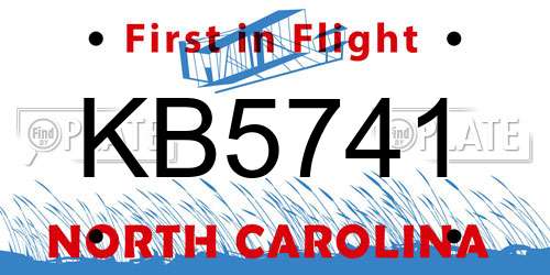 KB5741 North Carolina License Plate