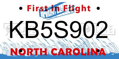 KB5S902 North Carolina License Plate