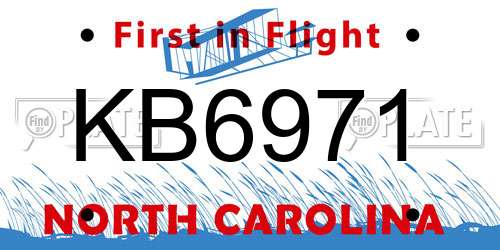 KB6971 North Carolina License Plate