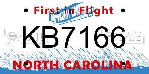 KB7166 North Carolina License Plate