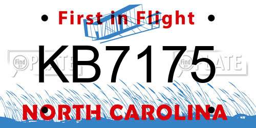 KB7175 North Carolina License Plate