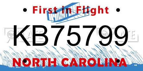 KB75799 North Carolina License Plate