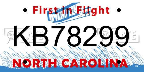 KB78299 North Carolina License Plate