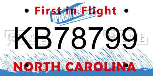 KB78799 North Carolina License Plate