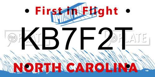 KB7F2T North Carolina License Plate