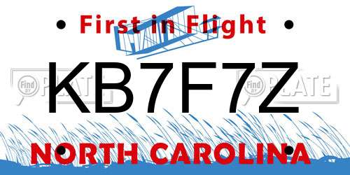 KB7F7Z North Carolina License Plate