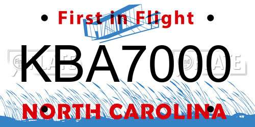 KBA7000 North Carolina License Plate