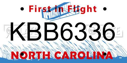 KBB6336 North Carolina License Plate