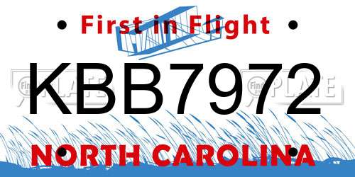 KBB7972 North Carolina License Plate