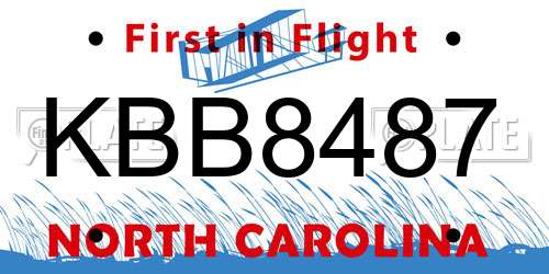 KBB8487 North Carolina License Plate