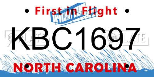 KBC1697 North Carolina License Plate