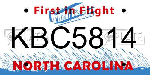 KBC5814 North Carolina License Plate