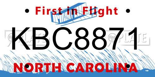 KBC8871 North Carolina License Plate