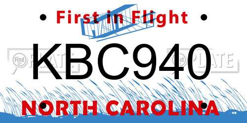 KBC940 North Carolina License Plate