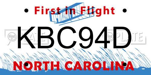 KBC94D North Carolina License Plate