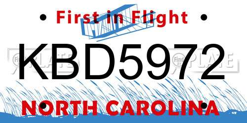 KBD5972 North Carolina License Plate