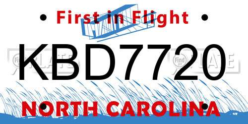 KBD7720 North Carolina License Plate