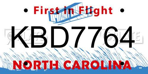 KBD7764 North Carolina License Plate