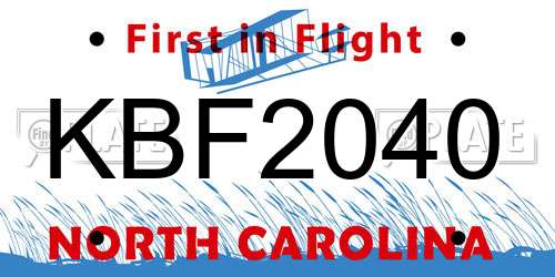 KBF2040 North Carolina License Plate