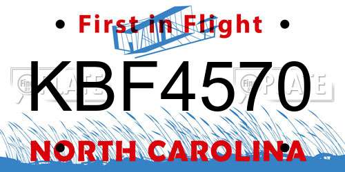KBF4570 North Carolina License Plate