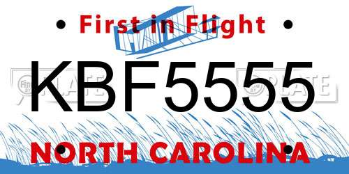 KBF5555 North Carolina License Plate