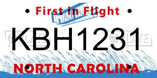 KBH1231 North Carolina License Plate