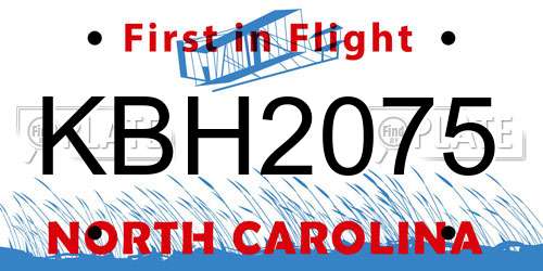 KBH2075 North Carolina License Plate