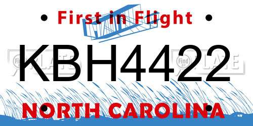 KBH4422 North Carolina License Plate