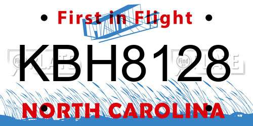 KBH8128 North Carolina License Plate