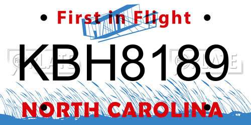KBH8189 North Carolina License Plate